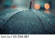 Rain Drops on Umbrella. Стоковое AI-изображение, AI-художник Юлия Гапеенко / Фотобанк Лори