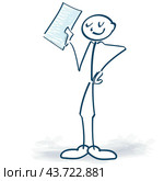Stick figure proudly displays a letter of completion. Стоковая иллюстрация, иллюстратор U Pixel / PantherMedia / Фотобанк Лори