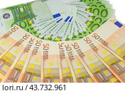 Евро купюры на белом фоне. Euro banknotes money. Стоковое фото, фотограф Татьяна Д / Фотобанк Лори