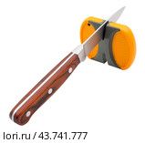 Точило и нож на белом фоне. A sharpener and a knife on a white background. Стоковое фото, фотограф Татьяна Д / Фотобанк Лори