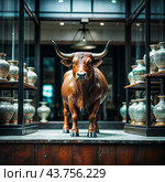 bull in the china shop idiom illustration. Стоковое AI-изображение, AI-художник Виктор Застольский / Фотобанк Лори