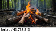 A fire in the forest.The beginning of a fire in the forest. Стоковое AI-изображение, AI-художник Александр Поташев / Фотобанк Лори