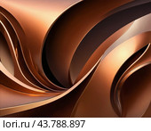 A close-up of bronze surface with a gradient, featuring curved lines and subtle light reflections. The texture of the bronze is smooth and metallic, creating a visually captivating abstract image. AI. Стоковое AI-изображение, AI-художник Юлия Петровская / Фотобанк Лори
