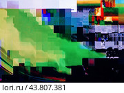 The color texture of the TV screen with digital interference when broadcasting a TV channel in bad weather. Стоковое фото, фотограф Андрей С / Фотобанк Лори