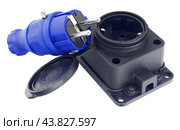 Электрическая розетка и электрическая вилка на белом фоне. Electrical plug and electric socket on white background. Стоковое фото, фотограф Татьяна Д / Фотобанк Лори