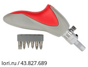 Отвертка с насадками разных типов на белом фоне. Screwdriver with different tips isolated on white background. Стоковое фото, фотограф Татьяна Д / Фотобанк Лори
