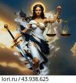 The Ruthless Goddess of Justice. Стоковое AI-изображение, AI-художник RamA / Фотобанк Лори