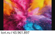 Colored powder explosion on gradient dark background. Freeze motion. Стоковое AI-видео, аниматор Ирина Ручушкина / Фотобанк Лори