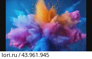 Colored powder explosion on gradient dark background. Freeze motion. Стоковое AI-видео, аниматор Ирина Ручушкина / Фотобанк Лори