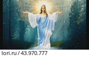 Radiant goddess in enchanted forest with glowing aura. Стоковое AI-видео, аниматор Данил Руденко / Фотобанк Лори