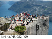 Tilt shift lens. Pulpit Rock Preikestolen Beautiful Nature Norway. (2019 год). Стоковое фото, фотограф Андрей Армягов / Фотобанк Лори