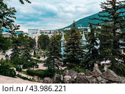 Pyatigorsk, Russia - May 9, 2024: Floral Garden Park and Lermontov Gallery in Pyatigorsk, Stavropol Territory. Sights and nature of Caucasian Mineral Waters. Редакционное фото, фотограф Оксана Медведева / Фотобанк Лори