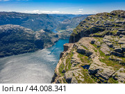 Pulpit Rock Preikestolen Beautiful Nature Norway. Стоковое фото, фотограф Андрей Армягов / Фотобанк Лори