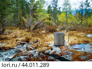 Travel titanium cup Beautiful Nature Norway. Стоковое фото, фотограф Андрей Армягов / Фотобанк Лори