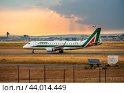 AIRPORT FRANKFURT,GERMANY: JUNE 23, 2017: Airbus A320-200 Alitalia Italian Air Company, operating as Alitalia is the flag carrier of Italy. The company has its head office in Fiumicino, Rome, Italy. Редакционное фото, фотограф Андрей Армягов / Фотобанк Лори
