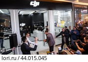 MOSCOW RUSSIA:01 APR 2017 - DJI Quadcopter Drone store opening ceremony in Moscow. Редакционное фото, фотограф Андрей Армягов / Фотобанк Лори
