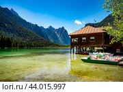 Lake Dobbiaco in the Dolomites, Italy (2017 год). Стоковое фото, фотограф Андрей Армягов / Фотобанк Лори