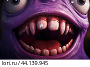 Ominous Scary evil face grimace with fear teeth. Generate Ai. Стоковое AI-изображение, AI-художник Иван Рябоконь / Фотобанк Лори