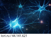 Synaptic connections in neural network. Стоковое AI-изображение, AI-художник Иван Рябоконь / Фотобанк Лори
