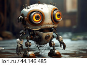 Fanciful Steampunk small cute robot. Generate Ai. Стоковое AI-изображение, AI-художник Иван Рябоконь / Фотобанк Лори