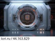 Futuristic sci-fi space station hatch. Стоковое AI-изображение, AI-художник Иван Рябоконь / Фотобанк Лори