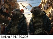 Scrawny Two street rats. Generate Ai. Стоковое AI-изображение, AI-художник Иван Рябоконь / Фотобанк Лори