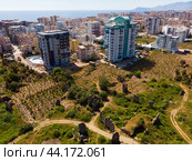 Naula city and Mahmutlar and Kargicak - aerial panoramic view on day. Turkey. Стоковое фото, фотограф Яков Филимонов / Фотобанк Лори