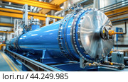 Industrial autoclave being assembled in a clean factory. Стоковое AI-изображение, AI-художник Юрий Поздников / Фотобанк Лори