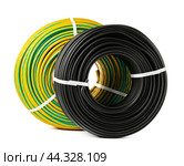 Yellow And Black Electrical Wire Spools Isolated On White Background. Стоковое фото, фотограф Сергей Толмачёв / Фотобанк Лори