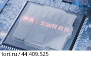 Concept of password selection on a microchip. Decryption of a password in a computer system. Password selection for a protected system. Protection of data from theft. Hacking the system. Стоковая анимация, аниматор Alexander / Фотобанк Лори