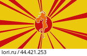 Символ чародейки на фоне анимации из движущихся лучей солнца. Большой оранжевый символ немного увеличивается. Плавная закольцованная анимация в формате 4k на желтом фоне. Стоковое видео, видеограф Карпенко Алексей / Фотобанк Лори