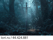 Legendary Ancient sword fantasy weapon. Generate Ai. Стоковое AI-изображение, AI-художник Иван Рябоконь / Фотобанк Лори