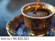 Traditional Arabic coffee. Generate Ai. Стоковое AI-изображение, AI-художник Иван Рябоконь / Фотобанк Лори