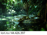 Stealthy Anaconda snake forest tropical. Generate Ai. Стоковое AI-изображение, AI-художник Иван Рябоконь / Фотобанк Лори