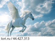 Vibrant White pegasus. Generate Ai. Стоковое AI-изображение, AI-художник Иван Рябоконь / Фотобанк Лори