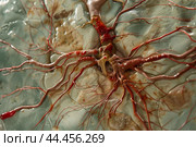 Detailed human placenta and umbilical cord anatomy. Стоковое AI-изображение, AI-художник Иван Рябоконь / Фотобанк Лори