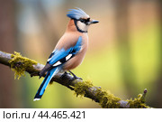 Eurasian jay - garrulus glandarius. Стоковое AI-изображение, AI-художник Veniamin Kraskov / Фотобанк Лори