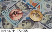 Exploring the intersection of cryptocurrency and cash in contemporary finance. Стоковое видео, видеограф Сергей Толмачёв / Фотобанк Лори