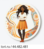 Sticker of a Body positive: beyond stereotypes, women who love themselves as they are. Стоковое AI-изображение, AI-художник Veniamin Kraskov / Фотобанк Лори