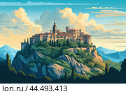 Illustration of San Marino city. Стоковое AI-изображение, AI-художник Veniamin Kraskov / Фотобанк Лори
