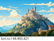 Illustration of San Marino city. Стоковое AI-изображение, AI-художник Veniamin Kraskov / Фотобанк Лори