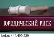 ЮРИДИЧЕСКИЙ РИСК - слова на бордовой папке с молотком судьи. Стоковое фото, фотограф Жанна Гапанович / Фотобанк Лори