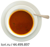 Hearty Tunisian soup Chorba Frik in ceramic plate. Стоковое фото, фотограф Яков Филимонов / Фотобанк Лори