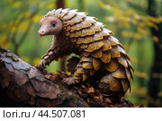 Tree pangolin on the tree. Стоковое AI-изображение, AI-художник Veniamin Kraskov / Фотобанк Лори