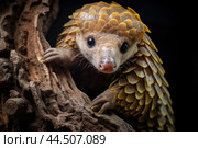 Tree pangolin on the tree. Стоковое AI-изображение, AI-художник Veniamin Kraskov / Фотобанк Лори