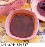 Chorba frik with lamb - traditional soup closeup, Tunisian cuisine. Стоковое фото, фотограф Яков Филимонов / Фотобанк Лори