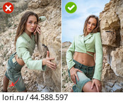 Common mistakes in female posing and how to avoid them. Photo poses. Стоковое фото, фотограф Андрей Аркуша / Фотобанк Лори