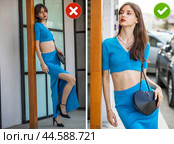 Common mistakes in female posing and how to avoid them. Photo poses. Стоковое фото, фотограф Андрей Аркуша / Фотобанк Лори