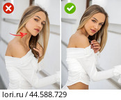 Common mistakes in female posing and how to avoid them. Photo poses. Стоковое фото, фотограф Андрей Аркуша / Фотобанк Лори