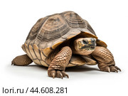 Galapagos Giant Tortoise on a white background. Стоковое AI-изображение, AI-художник Veniamin Kraskov / Фотобанк Лори